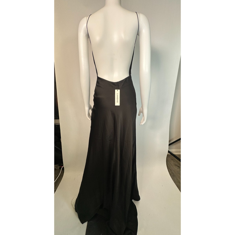 NWT Commense Black Satin Backless Maxi Dress Size XS Minimalist Slip EveningGown - Picture 5 of 8